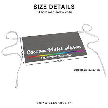 sophiehome Custom Waist Apron with Pockets Add Photo Logo Name Personalized Waiter Server Short Aprons for Kitchen - color: Charcoal