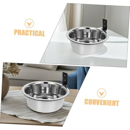 POPETPOP Wall Mounted Elevated Dog Bowl Set 2 Stainless Steel Hanging PET Feeding Stations for Dogs Adjustable Height Food and Water Bowls Easy Installation