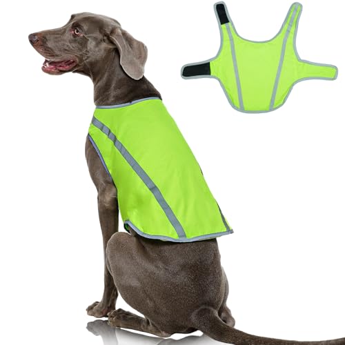 FUAMEY Dog Reflective Vest for Large Dogs,Dog Hunting Vest High-Visibility Dogs Safety Vest for Night Walking Water-Resistant Service Pet Gear Adjustable Outdoor Activities Neon Green XXL - color: Green, size: XX-Large