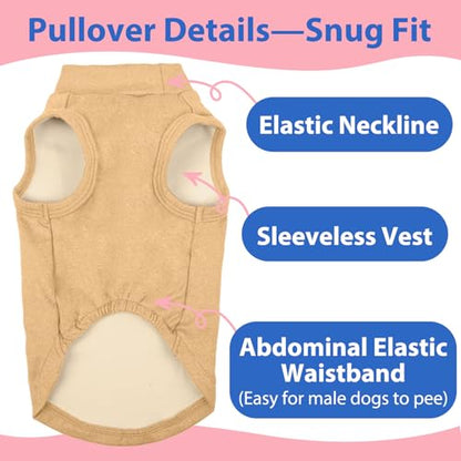 Dog Fleece Vest - Khaki, S - Warm and Stretchable Sweatshirt | Sleeveless Lightweight Sweater, Pullover Design for Small Dogs, Chihuahua Clothes, Papillon, Pomeranian - color: Khaki, size: Small