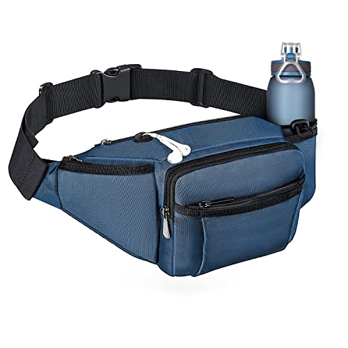 NOOLA Fanny Pack Waist Bag for Men Women, Lightweight Waist Pack with Water Bottle Holder, Adjustable Belt Bag with Multi-Pockets for Hiking, Dog Walking, Outdoor, Cycling, Running, Travel, Blue - color: Blue