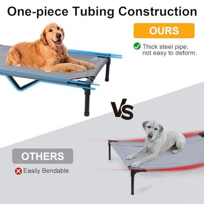 48'' Outdoor Elevated Dog Bed with Canopy, Raised Dogs Cooling Bed Medium Large Size Dogs with Support Feet, Breathable Cooling Dog Cot Beds, Pet Bed with 4 Ice Pack, Outdoor Dog Hammock Bed(Large) - size: Large(48.0"L x 31.5"W x 8.0"Th)