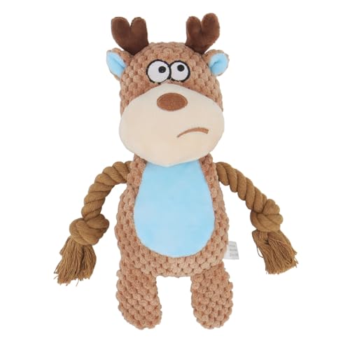 Dog Toys, Dog Squeaker Toys with Crinkle Paper, Stuffed Animal Dog Plush Chewing Toy, Cotton Rope Interactive Toys for Puppy, Small, Middle Dogs (Camel-Colored Elk) - color: Camel-Colored