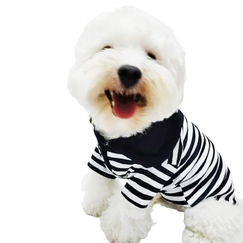 Cute Dog Clothes Striped Dog Polo Shirts Cute Sweater Puppy Clothes Gentle Sweater Pet Clothes for Small Medium Large Dogs Cats (Black Stripe, X-Small Size for 1.1-3.3lb Pets) - color: Black Stripe, size: X-Small Size for 1.1-3.3lb pets