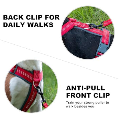 Plutus Pet No Pull Dog Harness, Adjustable Nylon Harness with Soft Padding, Reflective and Heavy Duty Dog Harness for Small, Medium, Large Dogs(Red, M) - color: Red, size: M