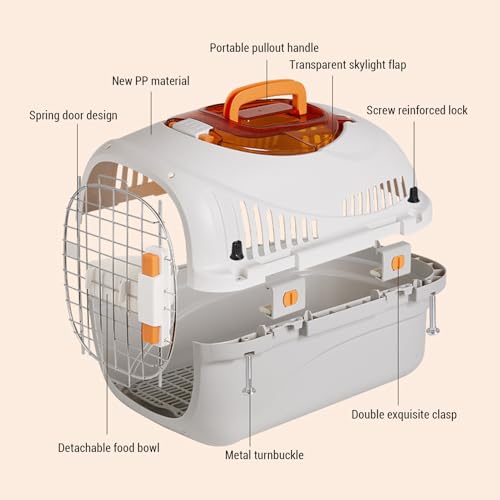Plastic Kennels Rolling Plastic Airline Approved Wire Door Travel Dog Crate, 19.88 x 12.8 x 7.87in Airline Cat Carrier Kennel Hard Shell Ventilation Large Space Pet Travel