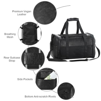 Fashion Leather Dog Carrier, Airline Approved Cat Carrier Soft Sided Pet Bag Carrier Purse for Puppy Kitten Small Animals Black - color: Black