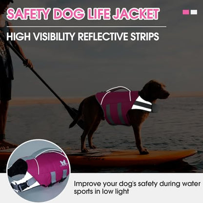 Nanaki Dog Life Jacket Large, Dog Life Vest for Swimming Boating-High Buoyancy Dogs Swim Vest with Rescue Handle D-Ring Reflective Adjustable Ripstop Floating Lifejacket,Golden Retriever,Rose Red,XL - color: RoseRed, size: X-Large