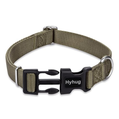 Hyhug Small Dog Collar Quick-Release Green| Heavy-Duty Nylon Puppy Collar, Adjustable & Durable Pet Supplies for Boy & Girl Dogs (Small, Military Green) - color: Military Green, size: Small