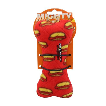 MIGHTY Tuffy 2 Pack Bone Dog Toy: Ultra Durable Plush Toy with Multiple Layers & Reinforced Seams, Washable and Floats, Vinyl Bone & Fleece - color: 2PK Red Medium Bone