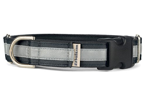 If It Barks 1" Reflective Martingale Collar with Quick Snap Buckle for Dogs, Adjustable, Made in USA,Medium, Black - color: Black, size: Medium w/Buckle