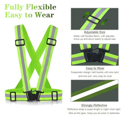 Reflective Vest Running Gear, 2Pack High Visible Safety VES for Cycling Jogging Running Walking, Adjustable for Men Women - color: Green+Orange