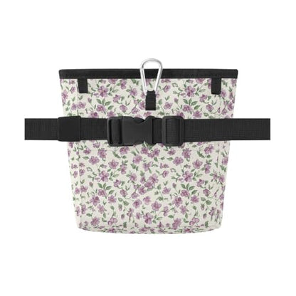 Flower Water-Resistant Dog Treat Pouch, 3 Ways to Wear Treat Bag with Magnetic Closure & Reflective Strip, Hands-Free for Pet Training, Walking