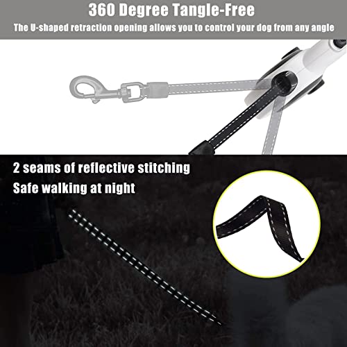 HCY&WLD Upgrade 3-in-1 Retractable Dog Leash with Integrated Dispenser & Poop Bags, 16 ft Heavy Duty Dog Leash with Anti-Slip Handle for Dogs up to 110 lbs, 360° Tangle-Free, One Button Brake & Lock