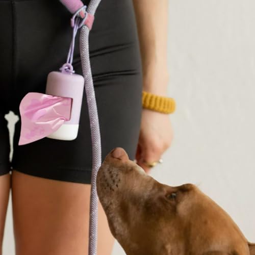 Dog Poop Bag Holder [2-Pack] | With 30 Extra-thick Dog Bags for Poop | Waste Bag Dispenser with Premium Soft-Touch Coating | Enlarged Dispense Opening, Stylish Color-Block Design (Lavender Cloud) - color: Lavender Cloud