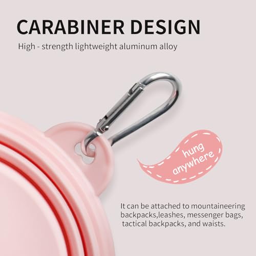Collapsible Dog Bowls 2-Pack, Portable Travel Dog Bowl with Carabiner, Food-Grade Silicone Pet Bowl for Hiking, Walking (Macaron Pink and Green) - color: 12 OZ Macaron Pink and Green