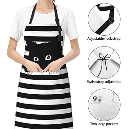 Perinsto Dog Cat Pets Cute Animals Waterproof Apron Bibs for Grooming Kitchen Cooking Baking Painting Gardening - color: Funny Cat (Black)
