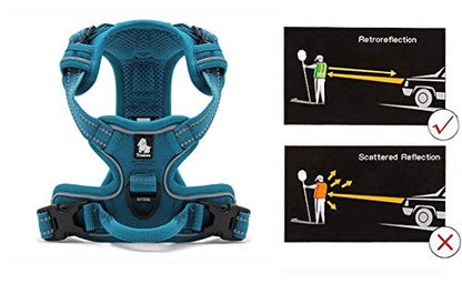 JUXZH Truelove No Pull Dog Harness with Easy Control Handle and 2 Leash Attachments,Reflective Adjustable Pet Vest - color: Teal Blue, size: Medium (Pack of 1)