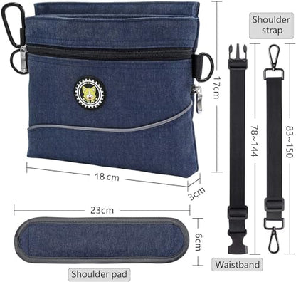 Viklluyr Dog Treat Pouch Bag with Magnetic Closure, Dog Food Carrier with Removable Inner Pocket, Perfect Dog Training Bag for Agility Training - Including Carabiner - color: Blue, size: M