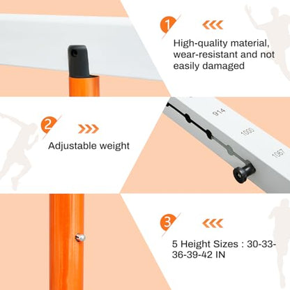 Blulu Adjustable Track and Field Hurdles Height Sports Training Hurdle with Counterweight Heavy Duty Track and Field Equipment Practice Training from 30 to 42 Inch for Athletes Adults - color: Orange