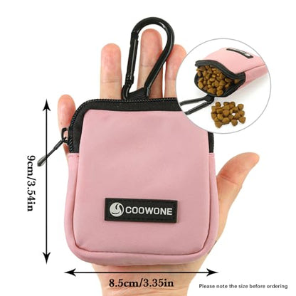Dog Treat Pouch 2 Pack, Waterproof, Zipper Closure, Hands Free, Black+Pink - color: Black+Pink