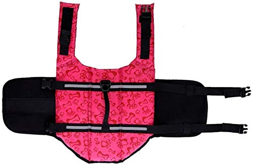 Izefia Dog Life Jacket Swimming Safety Coat Floatation Life Vest Life Saver with Handle for Small Dog Puppy Large Dog (Pink Bone, XS) - color: Pink Bone, size: X-Small