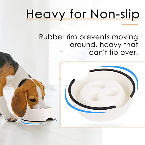 Super Design Slow Feeder Dog Bowl, 1 Cup, Nonslip, Heat-Resistant, Sturdy, Suitable for Small to Medium Sized Dogs - color: White, size: M
