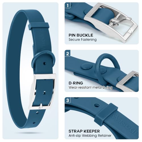 Wisedog Small Puppy Collar, XS 7"-10" × 1/2 in, Blue | Soft Rubber Coated Webbing, Cute Pet Collars, For Small Dogs Cats - color: Navy