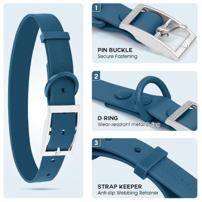 Wisedog Small Puppy Collar, XS 7"-10" × 1/2 in, Blue | Soft Rubber Coated Webbing, Cute Pet Collars, For Small Dogs Cats - color: Navy