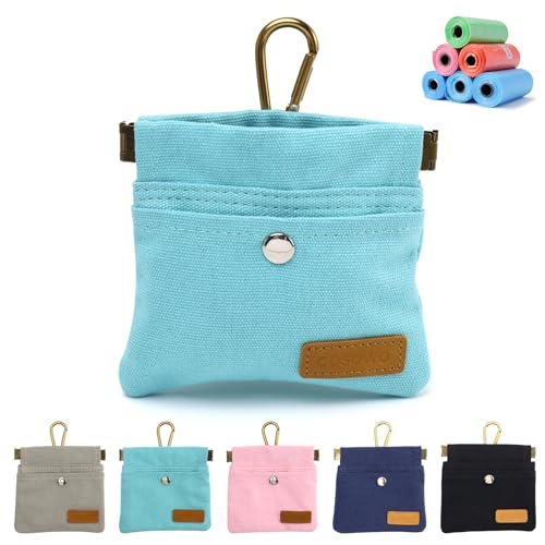 Dog Treat Pouch, Hand Free Dog Training Treat Bag with Carabiner & Magnetic Buckle, Auto Closing Pet Walking Bag for Puppy Travel or Outdoor Use, Pet Feed Snack Reward Pocket, Blue - color: Blue