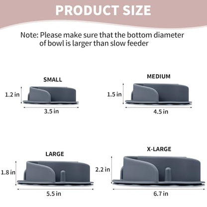 Slow Feeder Dog Bowls Insert, Bestalk Soft Silicone Slow Eating Feeder Insert with Suction Cups for Small, Medium and Large Dogs, Fit into Basic and Elevated Dog Bowls, Grey - color: Grey, size: S