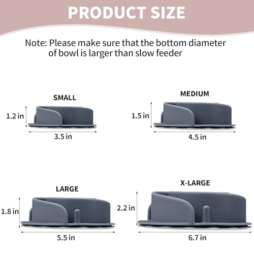 Slow Feeder Dog Bowls Insert, Bestalk Soft Silicone Slow Eating Feeder Insert with Suction Cups for Small, Medium and Large Dogs, Fit into Basic and Elevated Dog Bowls, Grey - color: Grey, size: L