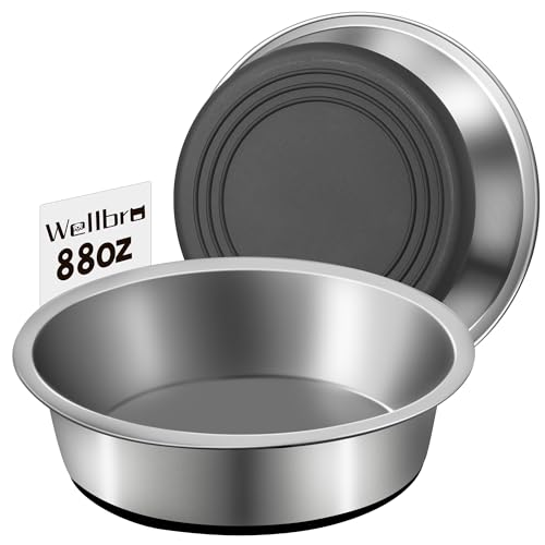 Stainless Steel Dog Bowls, Non Slip Dog Metal Bowls, 2 Pack Food and Water Pet Feeders Heavy Duty Dishwasher Safe (88oz, 11cup) - size: XL-88oz,11cup