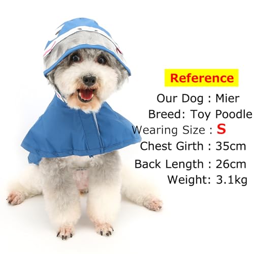 Zunea Waterproof Dog Raincoat with Hood for Small Dogs Reflective Puppy Rain Jacket Clothes with Leash Hole Funny Shark Pattern Pet Dog Poncho Slicker Costumes Chihuahua Doggie Rainwear Blue XS - color: blue, size: XS