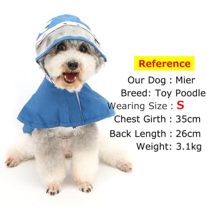 Zunea Waterproof Dog Raincoat with Hood for Small Dogs Reflective Puppy Rain Jacket Clothes with Leash Hole Funny Shark Pattern Pet Dog Poncho Slicker Costumes Chihuahua Doggie Rainwear Blue M - color: blue, size: M