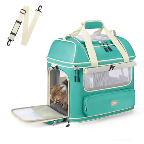 Expandable Cat Dog Carrier: NOBLE DUCK Soft-Sided Pet Carrier Airline Approved Large Small Medium Collapsible Portable Travel Up to 25 Lbs Green - color: 1-Green, size: Medium
