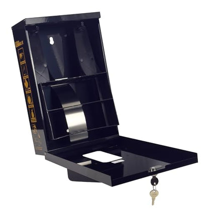 Dog Waste Station Dispenser Box, Fits Any Dog Poop Bag, Made of Rust-Proof Aluminum, Pet Waste Bag Dispenser with Lock and Rainguard, For Commercial Use, Parks, Condos & HOA (No bags included) (Black) - color: Black