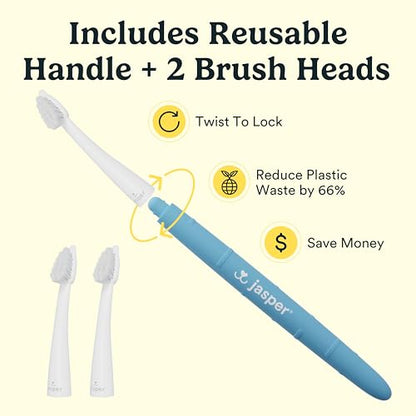 Jasper Microbrush Vet Approved Cat Toothbrush, Soft-Bristled Toothbrush Kit for Felines & Small Dogs, Non-Slip Handle with 2 Replaceable Tooth Brush Heads, Use with Cat Toothpaste, 2-Pack, Gray Mist - color: Gray 2 Pack