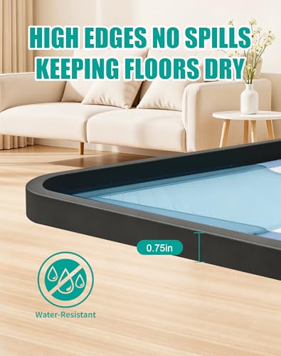 Dog Pee Pad Holder with 4 Holder Clamps, Fits Up to 24" x 24" Training Pads, Silicone Non-Slip Dog Potty Tray, High Edge Puppy Pad Holder Tray for Easy Cleaning, for Puppy Potty Training. Black - color: Black