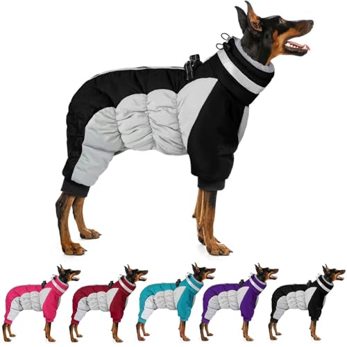 MIGOHI Full Body Dog Coat，Warm Coats for X-Small Dogs | Windproof Winter Coat for Dogs with Harness,Turtleneck Dog Snowsuit with Legs,Reflective Puppy Fleece Puffer Jacket,XS,Black - color: Black, size: X-Small(Back:9.8")