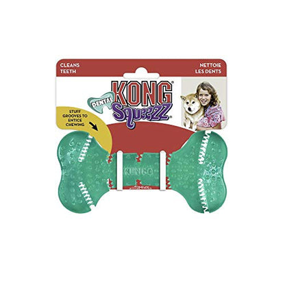 KONG Squeezz Dental Bone - Dog Toy for Cleaning Teeth - Flexible Chew Toy for Gentle & Mild Chewers - for Medium/Large Dogs - style: Bone