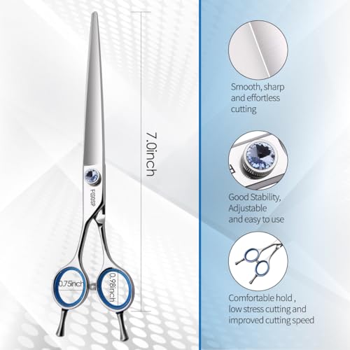 Straight Left Handed Dog Grooming Scissors 7.0'' Professional Dog Shears for Grooming for Pet Cat Japan 440C Dog Scissors for Small Dogs Super Sharp (7.0'' Straight) - size: 7.0 inch, style: Straight Shears