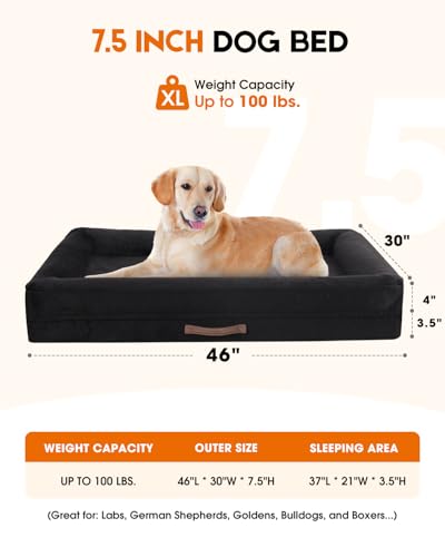 Upvilla Orthopedic Dog Bed XL, Four-Sided Cushioned Egg-Shaped Foam Dog Sofa, Waterproof Removable Cover, Pet Sofa Bed with Non-Slip Base, Extra Large Dog Bed,Black - color: Black, size: 46"L x 30"W x 7.5"Th