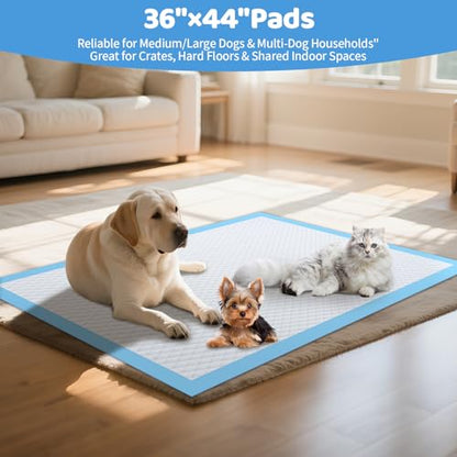 Gimars 100G Thicker Large 36in x 44in Puppy Pads – Dog Pee Pads with Reinforced Edges for Medium & Large Breeds, Multi-Dog Homes, 100% Leakproof, 48H Absorption, Indoor Potty & Floor Protection - size: 36"x44"- Blue 40 Counts