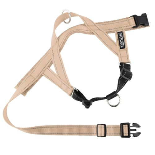 No Pull Dog Harness with Handle, Rear & Front Clip, Adjustable, Easy On/Off, Reflective, Lightweight & Mesh Padded, No Choke. Dog Harness Small Sized Dog (Beige-Black, Small) - color: Beige-Black, size: Small