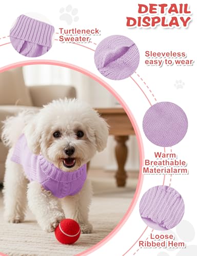 Dog Sweaters for Small Medium Large Dogs Cats, Soft Warm Turtleneck Pullover Solid Cable Knit Fleece Stretch Pet Clothes,Classic Fuzzy Coat for Puppy Girl Boys for Fall Winter Cold Weather