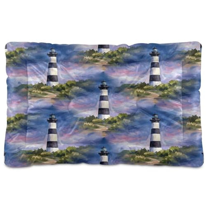 Lighthouse Pattern Pet Bed Mat for Dogs and Cats, Soft Washable Crate Pad with Non-Slip Bottom, Cozy Bed Cushion for Small Medium Large Pets, 24x36 Inch - size: Medium
