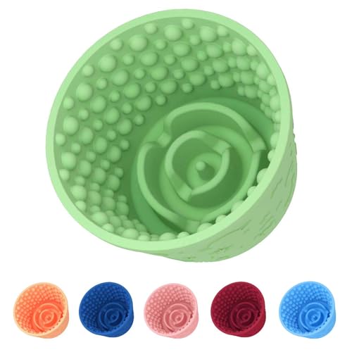 Dog Slow Feeder Lick Bowl, Non-Slip Dog Licking Treat Dispenser, Slow Feeder Bowls for Small Medium Large Breed Dogs, Anxiety Relief & Anti-Choking, BPA Free Silicone (Green, 1.6 Cup) - color: Green