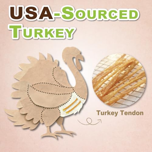 A Freschi srl Turkey Tendons for Dogs, USA-Sourced Human Grade, Rawhide-Free Long-Lasting Puppy Chews, All Natural Hypoallergenic Dog Treats for Small Breeds, 3.53 oz Pack Strips - size: 3.53 Ounce (Pack of 1)