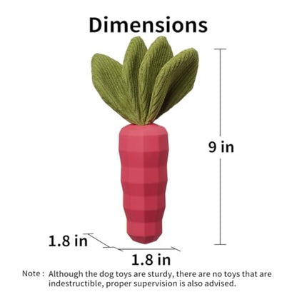 MewaJump Easter Toys Dog Squeaky Chew Toys for Aggressive Chewers, Rubber Carrot Dog Toys for Training and Cleaning, Durable Interactive Tough Dog Toy for Puppy Medium Dogs - color: carrot pink
